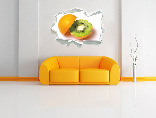 Leckere Kiwi mit Orangenschale 3D Wandtattoo Papier Wand