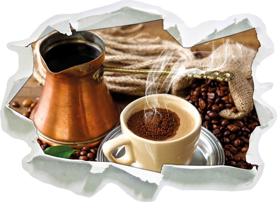 Pixxprint Frisch Kaffee mit Kaffeebohnen, 3D Wandtattoo