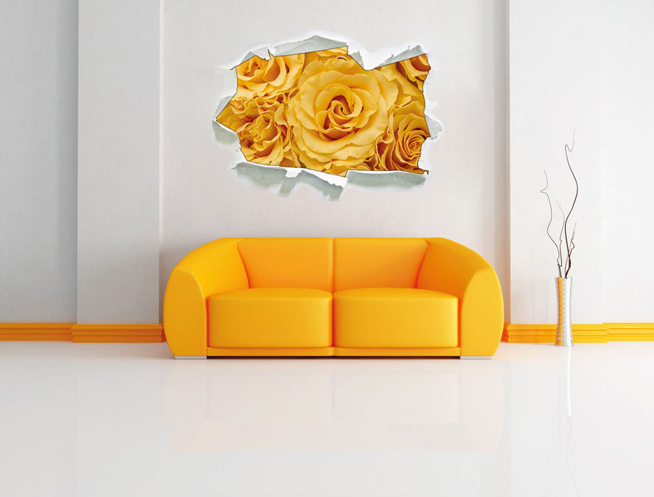 Wunderschöne gelbe Blüten 3D Wandtattoo Papier Wand