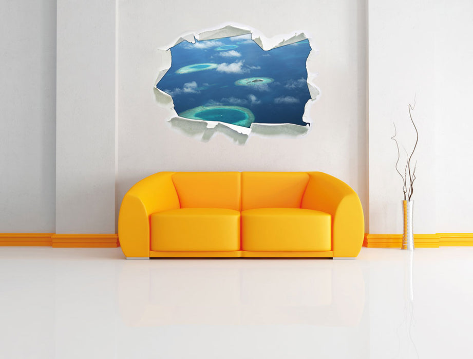 Trauminsel im Meer 3D Wandtattoo Papier Wand