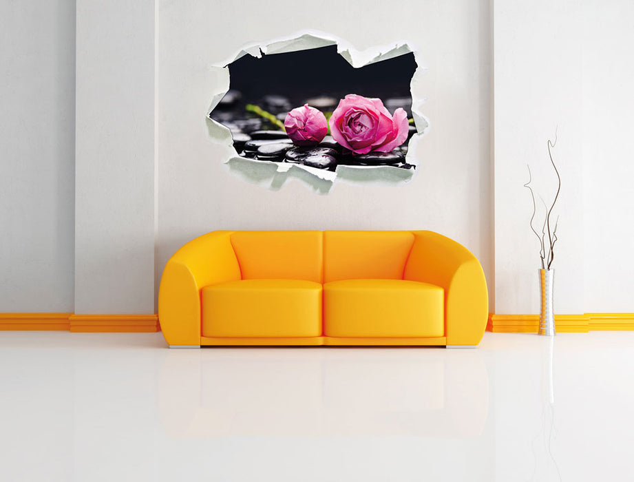 Rosa Rosenblüte Hintergrund 3D Wandtattoo Papier Wand