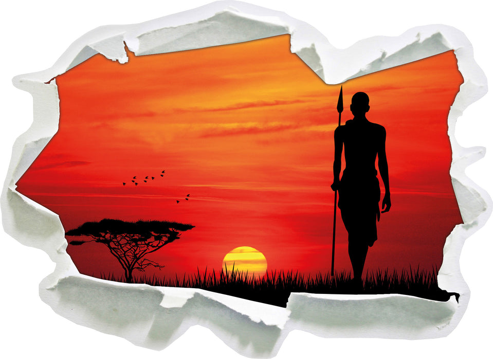 Roter Sonnenuntergang in Afrika  3D Wandtattoo Papier