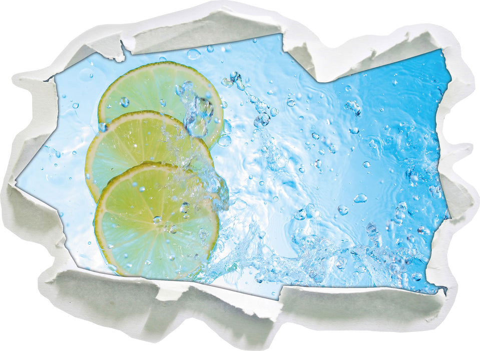 Pixxprint Zitrone fällt ins Wasser, 3D Wandtattoo