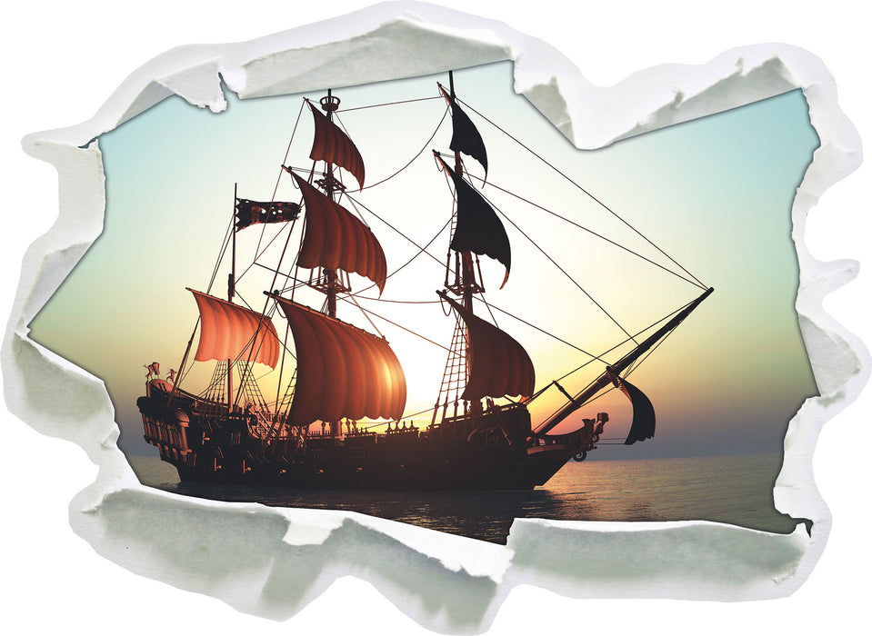 Altes Segelschiff 3D Wandtattoo Papier