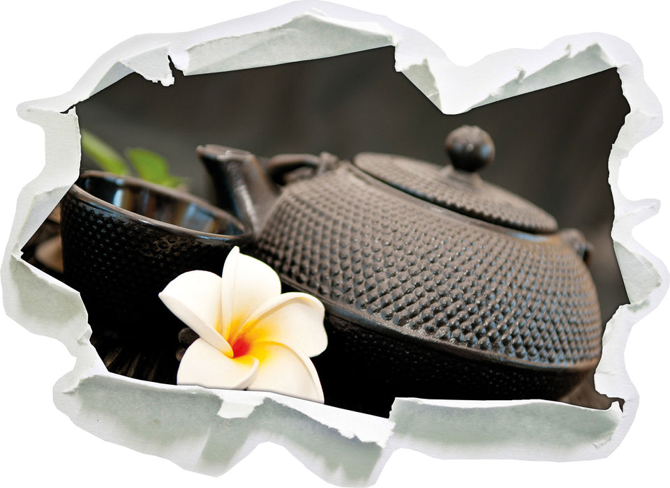 Pixxprint Teekanne mit Kräutern, 3D Wandtattoo