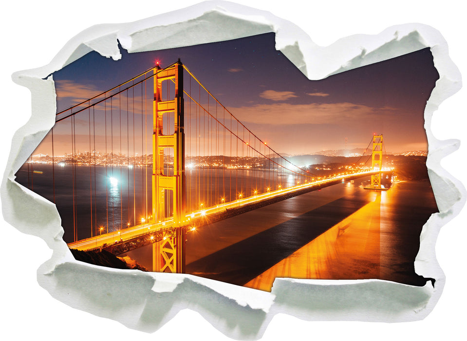 Golden Gate Bridge bei Nacht  3D Wandtattoo Papier