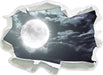 Vollmond Sterne Wolken  3D Wandtattoo Papier