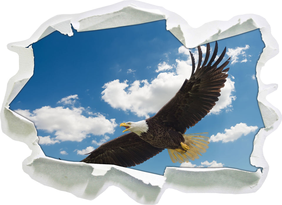 Adler fliegt über Berge  3D Wandtattoo Papier