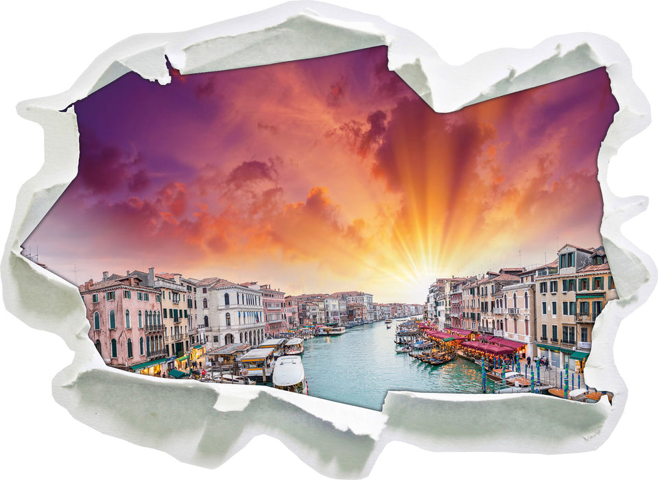 Venedig Fluss Häuser  3D Wandtattoo Papier