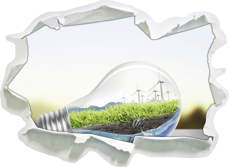 Pixxprint Glühbirne Erneuerbare Energien, 3D Wandtattoo