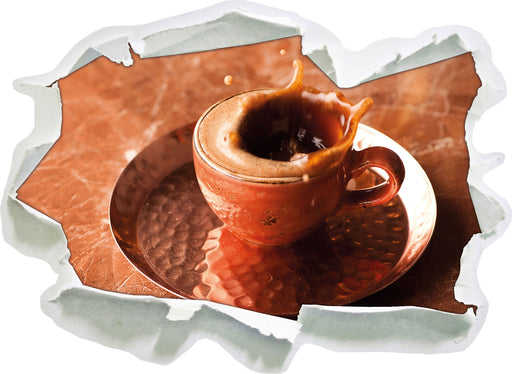 Kaffee spritzt aus Tasse  3D Wandtattoo Papier