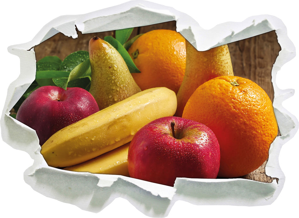 Pixxprint Obst Erdbeeren Kiwi Orangen, 3D Wandtattoo