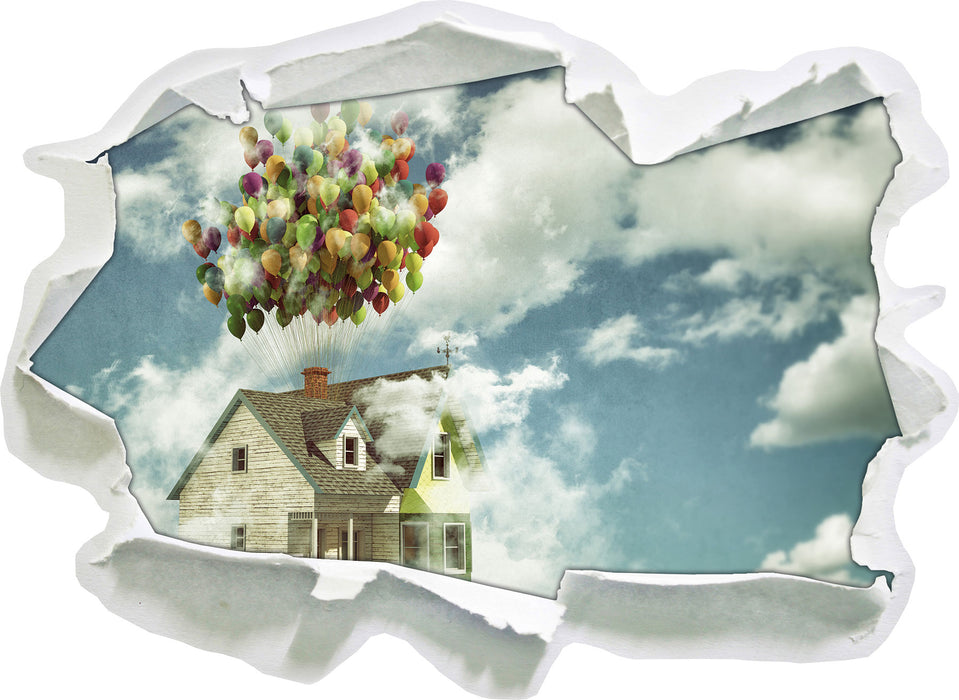 Pixxprint Haus mit Bollons, 3D Wandtattoo