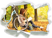 Teenager Girl with Bike  3D Wandtattoo Papier
