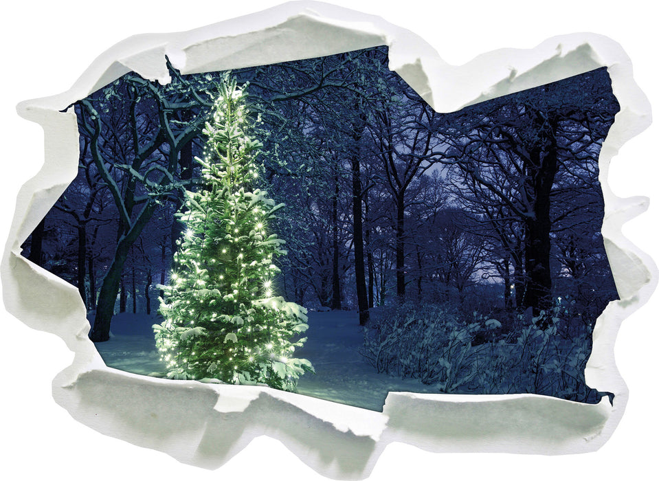 Leuchtender Weihnachtsbaum  3D Wandtattoo Papier