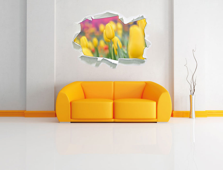 Gelbe Tulpen im Frühling 3D Wandtattoo Papier Wand