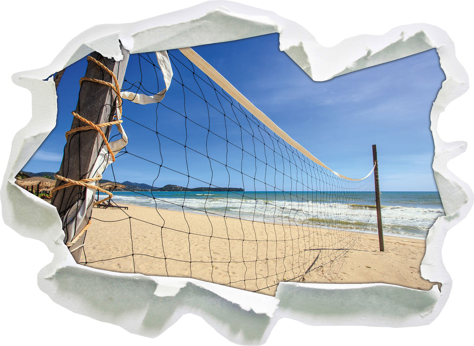 Volleyballnetz am Strand  3D Wandtattoo Papier