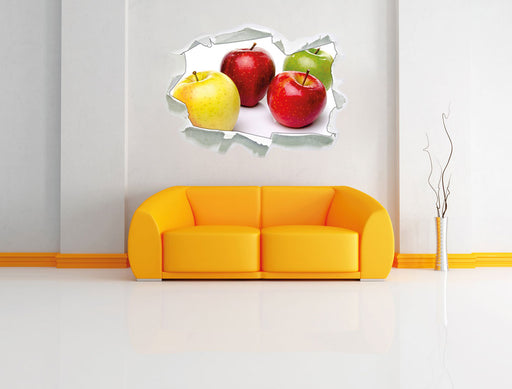Bunte Äpfel schwarzer Hintergrund 3D Wandtattoo Papier Wand