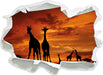 Afrika Giraffen im Sonnenuntergang  3D Wandtattoo Papier