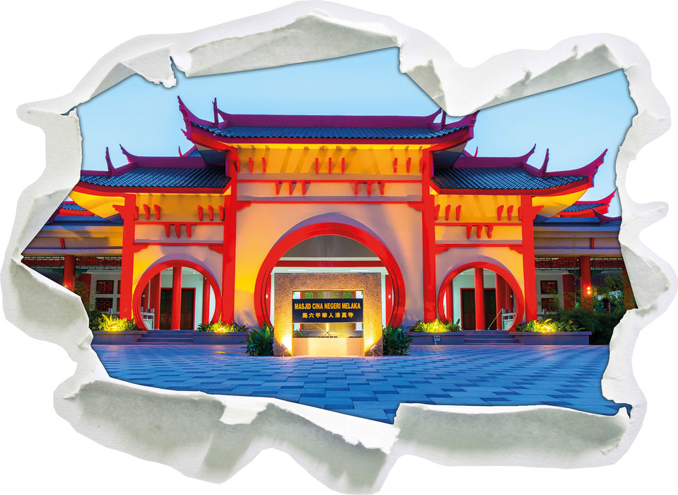 chinesischer Tempel  3D Wandtattoo Papier