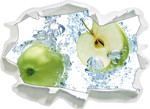 Frische Apfelscheiben im Wasser 3D Wandtattoo Papier