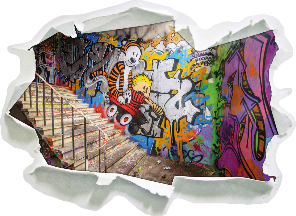 Coloured Streetart Graffiti 3D Wandtattoo Papier
