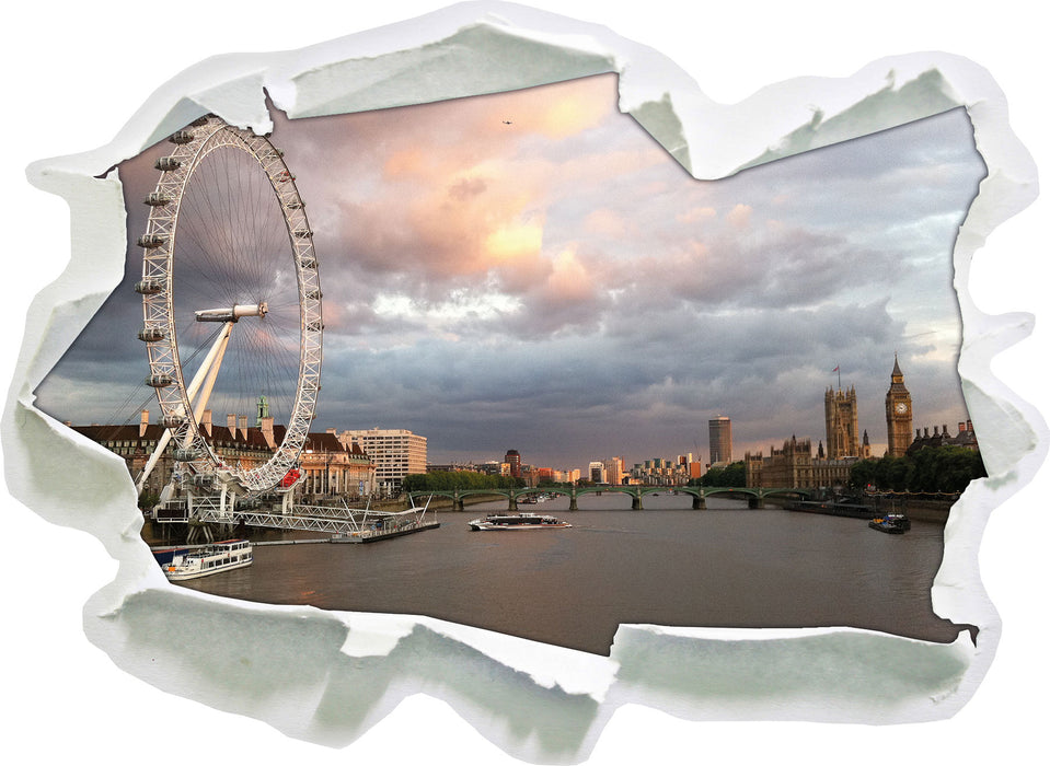 Riesenrad London Eye  3D Wandtattoo Papier