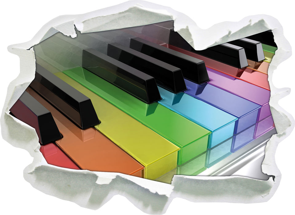 Pixxprint Piano Regenbogen Klaviertasten, 3D Wandtattoo