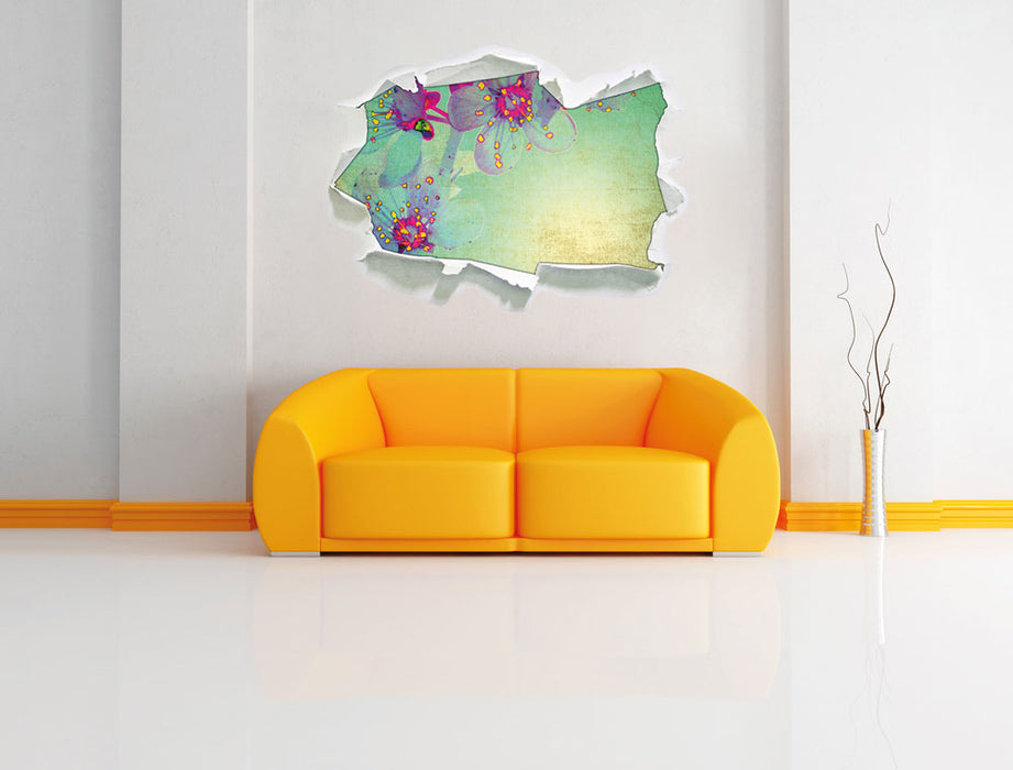 Durchsichtige Lila Blätter 3D Wandtattoo Papier Wand