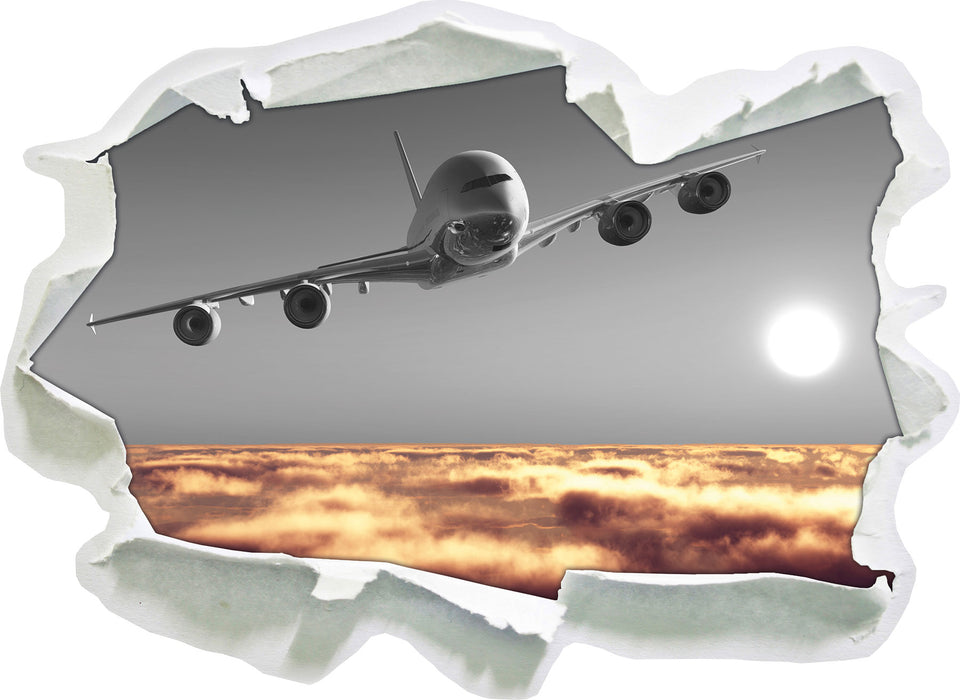 Flugzeug über Wolkenmeer 3D Wandtattoo Papier