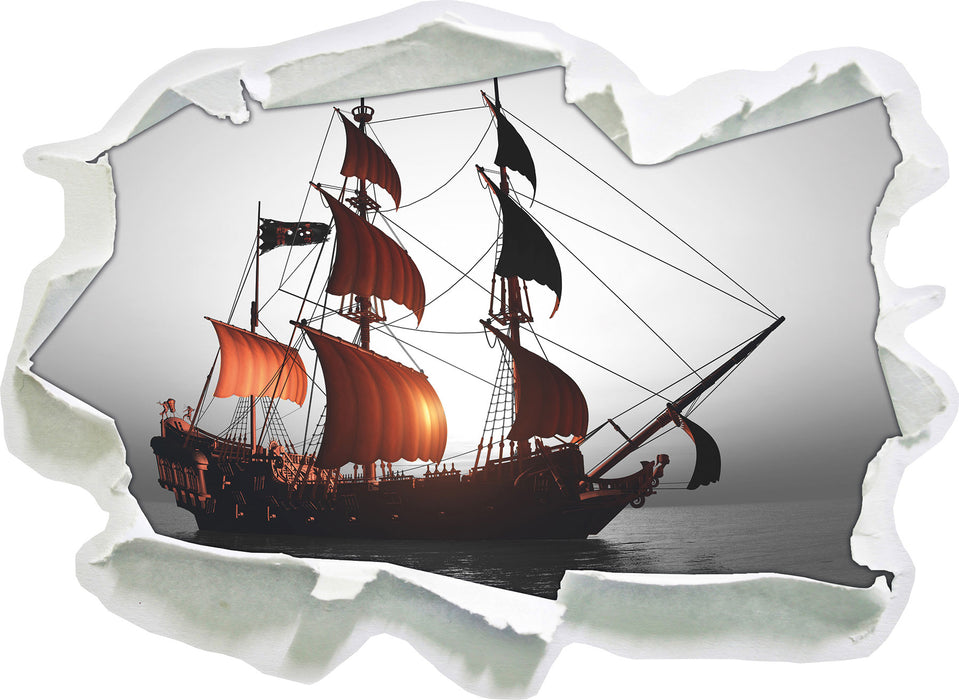 Gewaltiges Segelschiff 3D Wandtattoo Papier