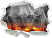 brennende Holzkohle in Kamin 3D Wandtattoo Papier