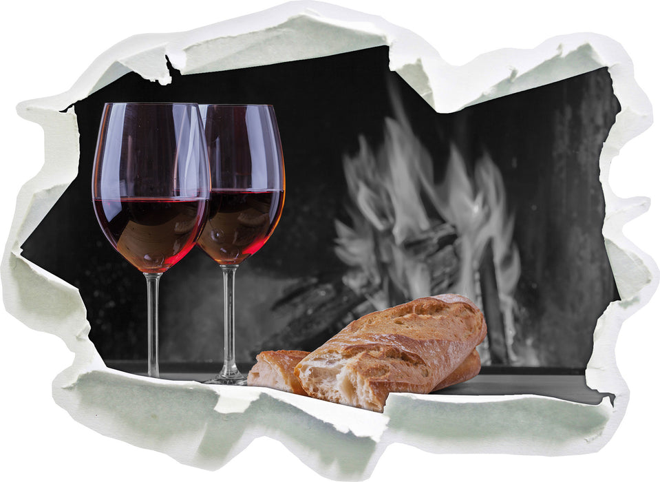 Pixxprint Baguette Wein Picknick, 3D Wandtattoo