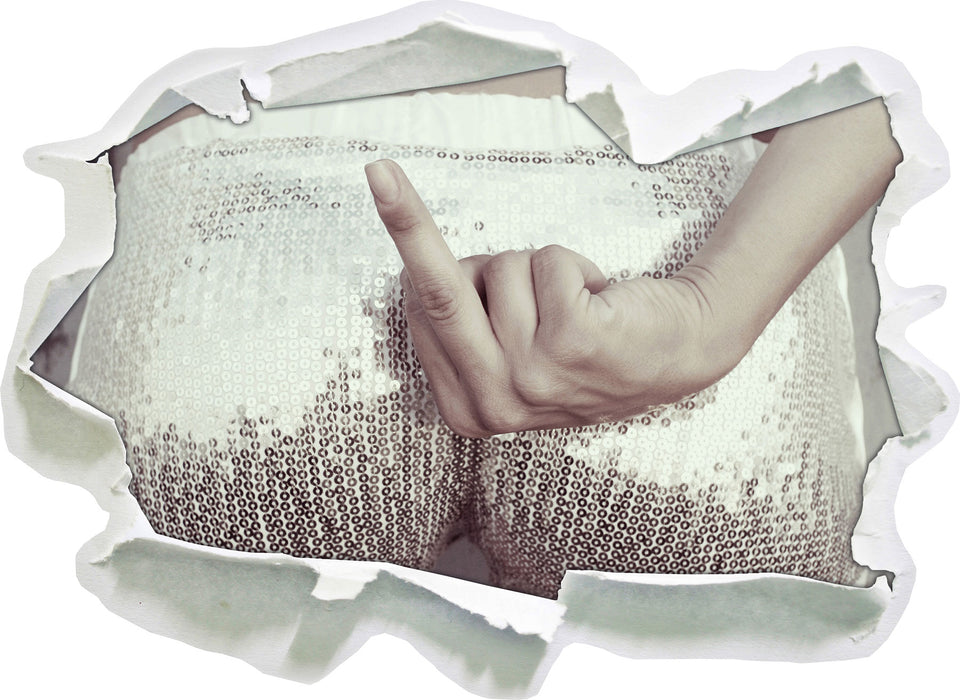 Pixxprint Frauenpo mit Mittelfinger, 3D Wandtattoo