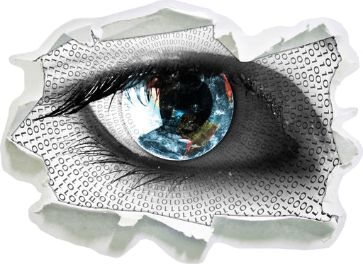 Auge mit binärem Code  3D Wandtattoo Papier