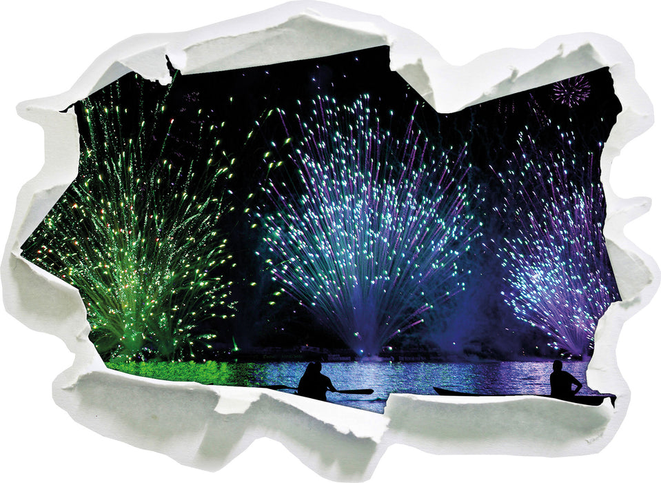Pixxprint Feuerwerk auf dem Wasser, 3D Wandtattoo