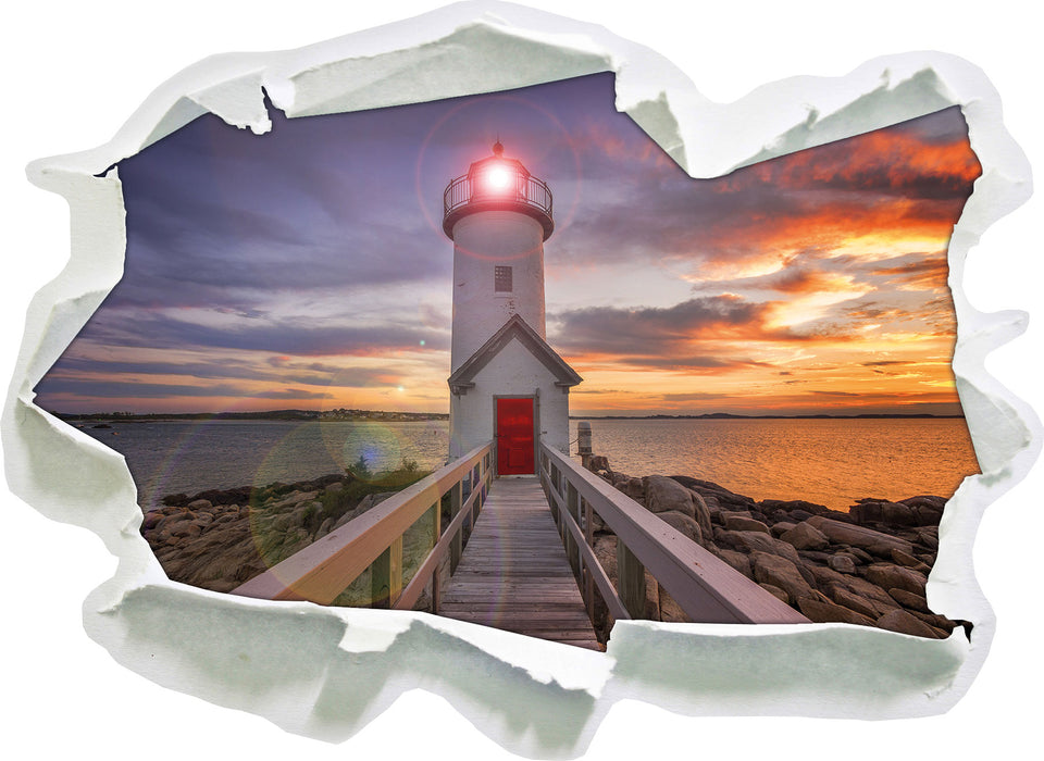 Pixxprint Leuchtturm bei Sonnenuntergang, 3D Wandtattoo
