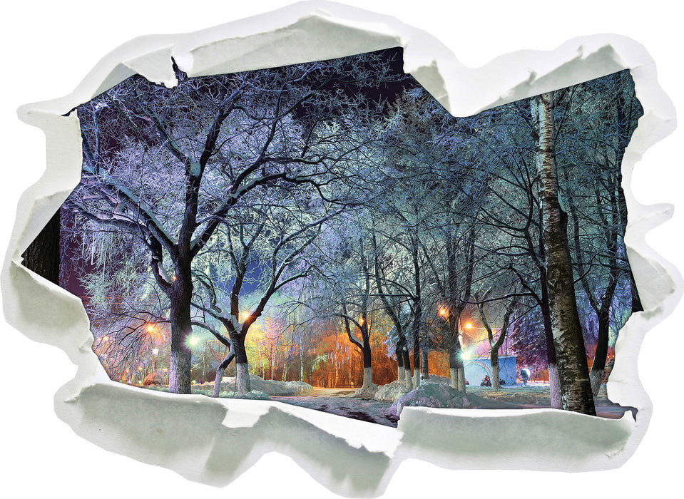 Pixxprint Baumallee im Winter, 3D Wandtattoo