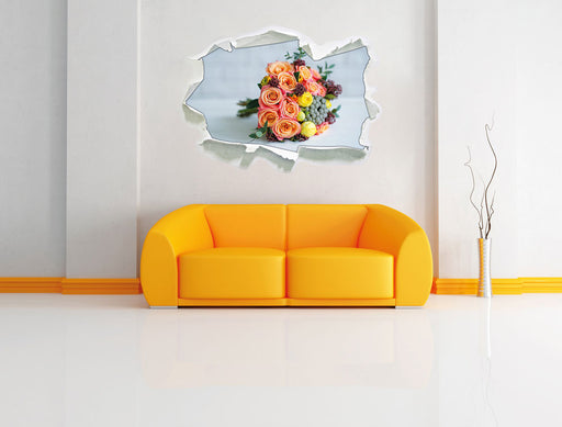 Romantischer Blumenstrauß 3D Wandtattoo Papier Wand