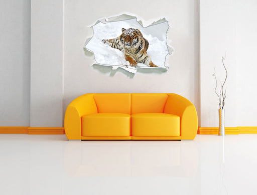 Amur Tiger im Schnee 3D Wandtattoo Papier Wand