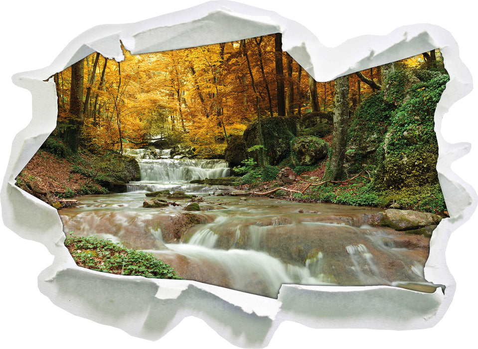 Pixxprint Waldbach im Herbst, 3D Wandtattoo