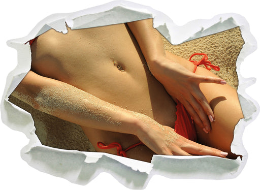 Sexy Frau im Bikini am Strand  3D Wandtattoo Papier