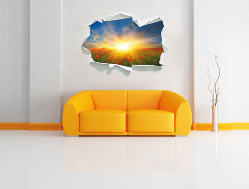 Mohnwiese in der Sonne 3D Wandtattoo Papier Wand