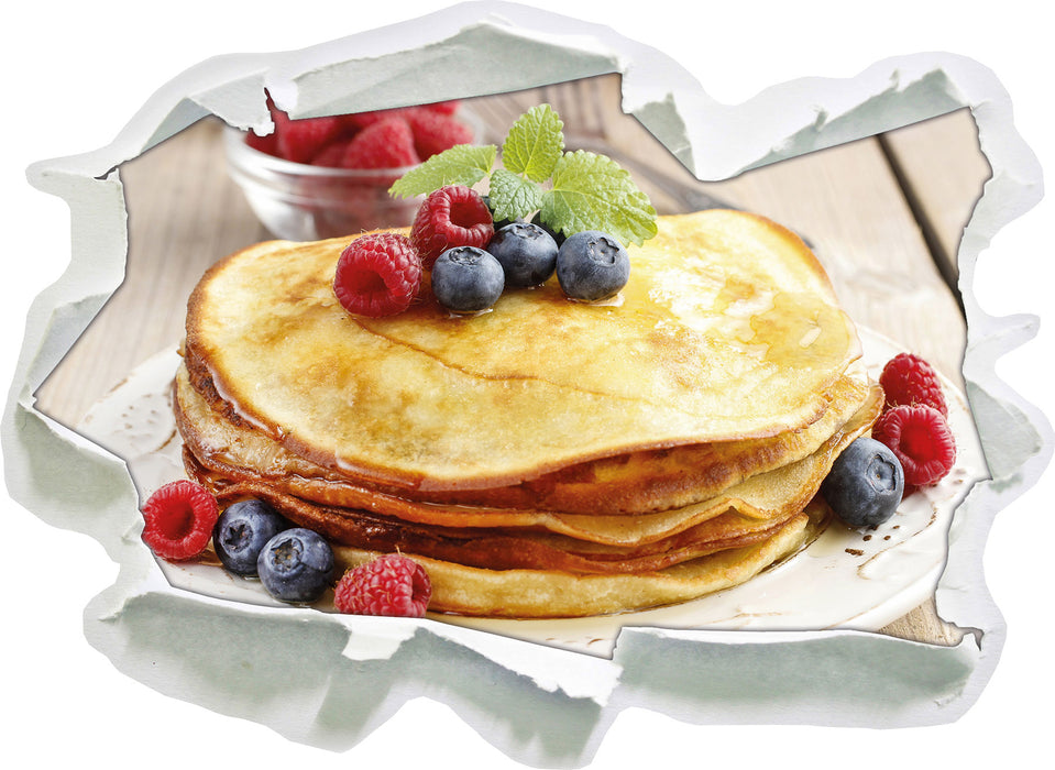 Pixxprint Süße Pfannkuchen mit Beeren, 3D Wandtattoo