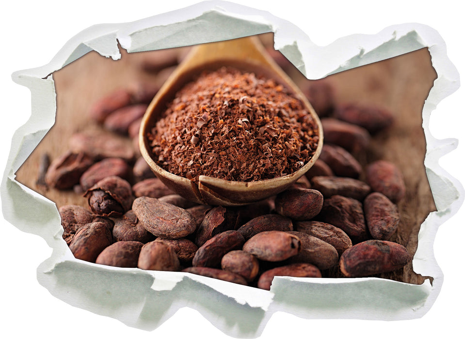 Pixxprint Kakaopulver und Kakaobohnen, 3D Wandtattoo