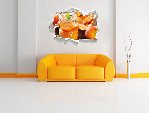 Erfrischender Pfirsicheistee 3D Wandtattoo Papier Wand