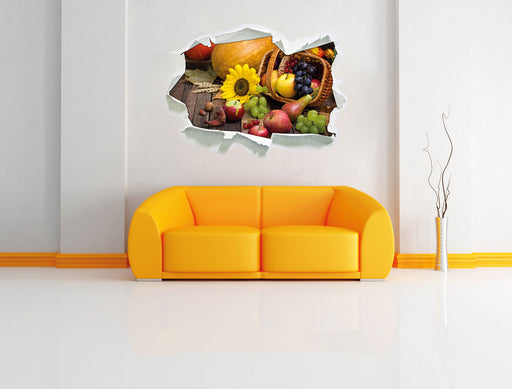 Herbstlicher Obstkorb 3D Wandtattoo Papier Wand