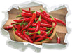 Scharfe Chilishoten  3D Wandtattoo Papier