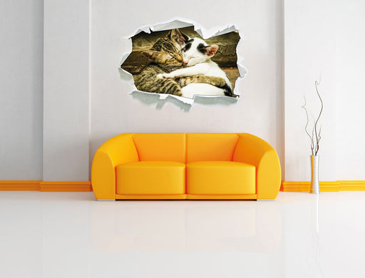 Liebende Kätzchen 3D Wandtattoo Papier Wand
