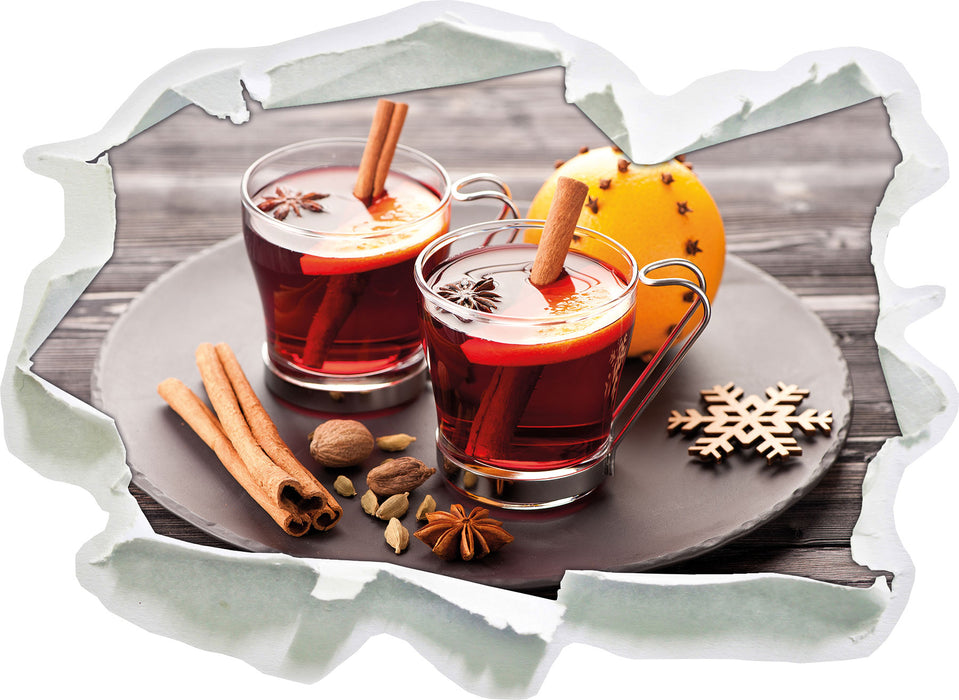 Pixxprint Aromatischer Glühwein mit Zimt, 3D Wandtattoo